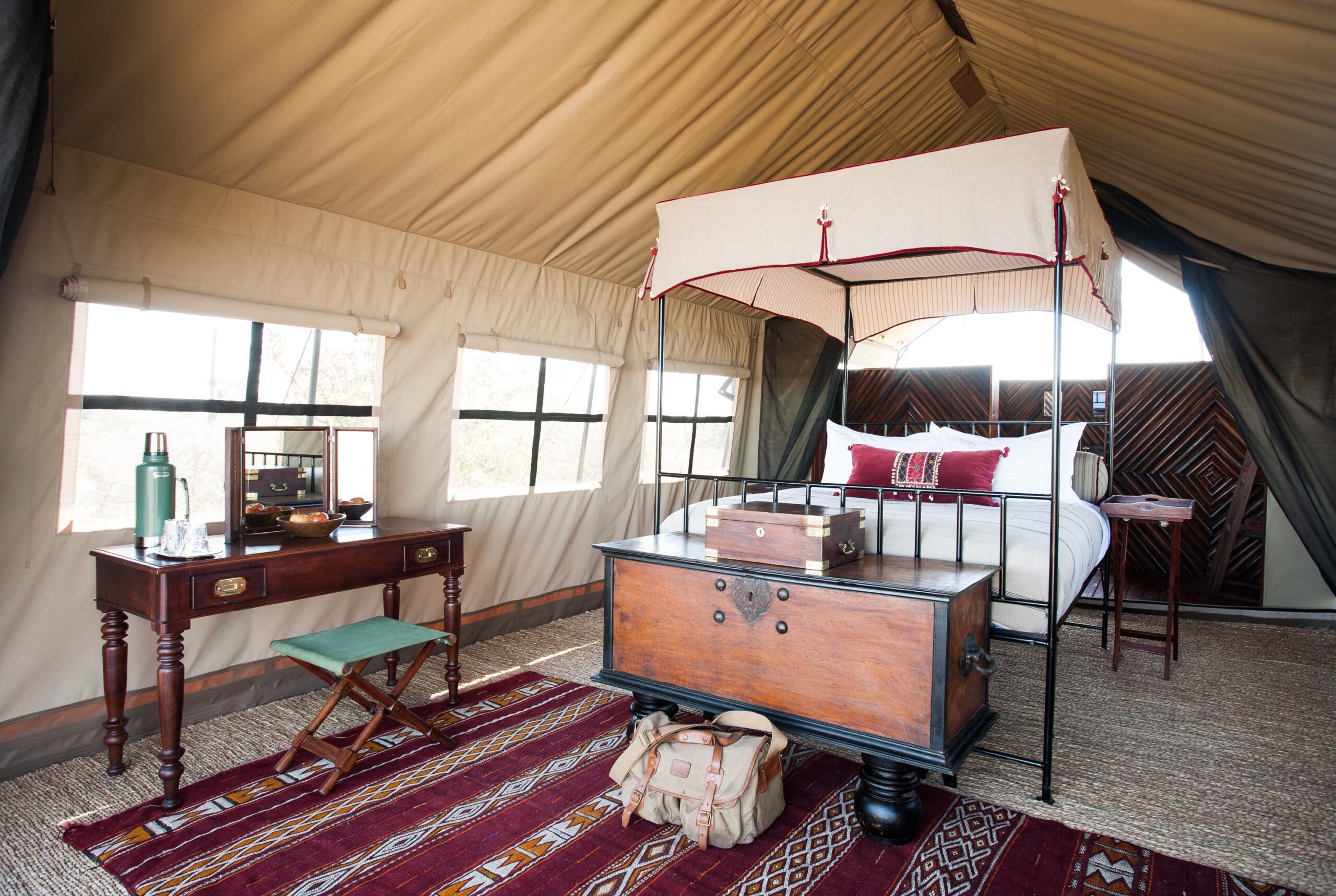 camp kalahari double guest tent on the best botswana safari