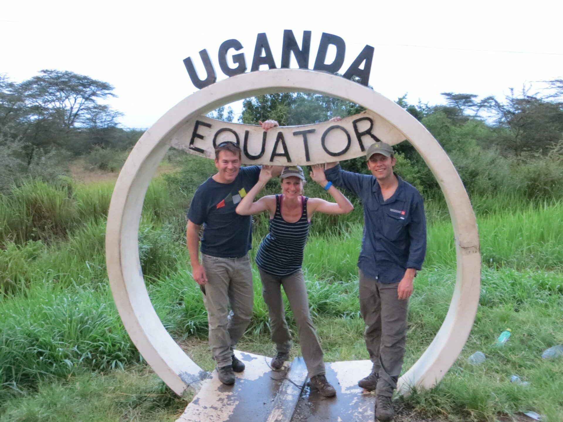 safari specialist Jenny and friends at the equator on our extraordinary Uganda safari