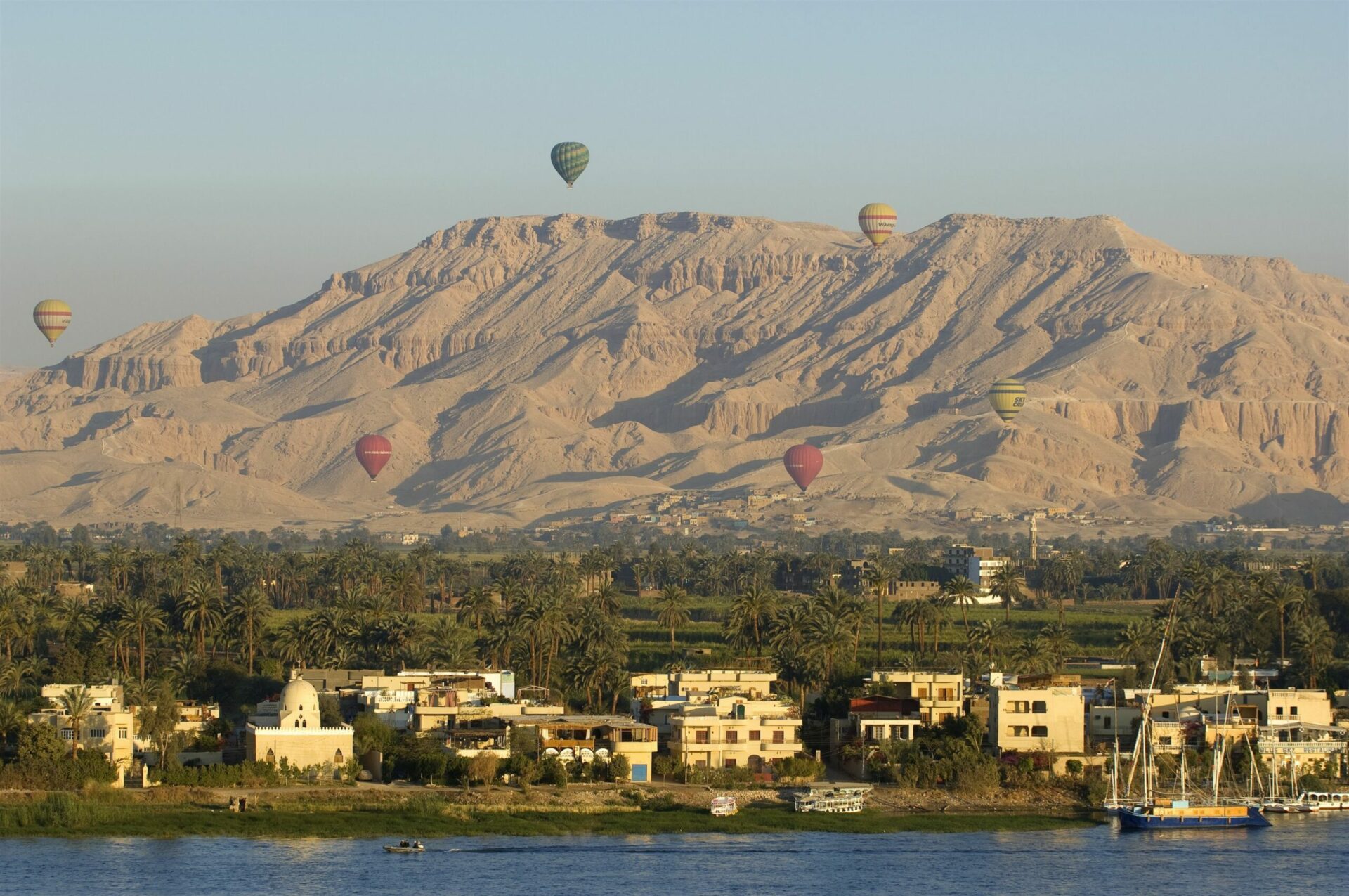 Luxor Nile Valley with hot air balloons in the sky on our best Egypt safari