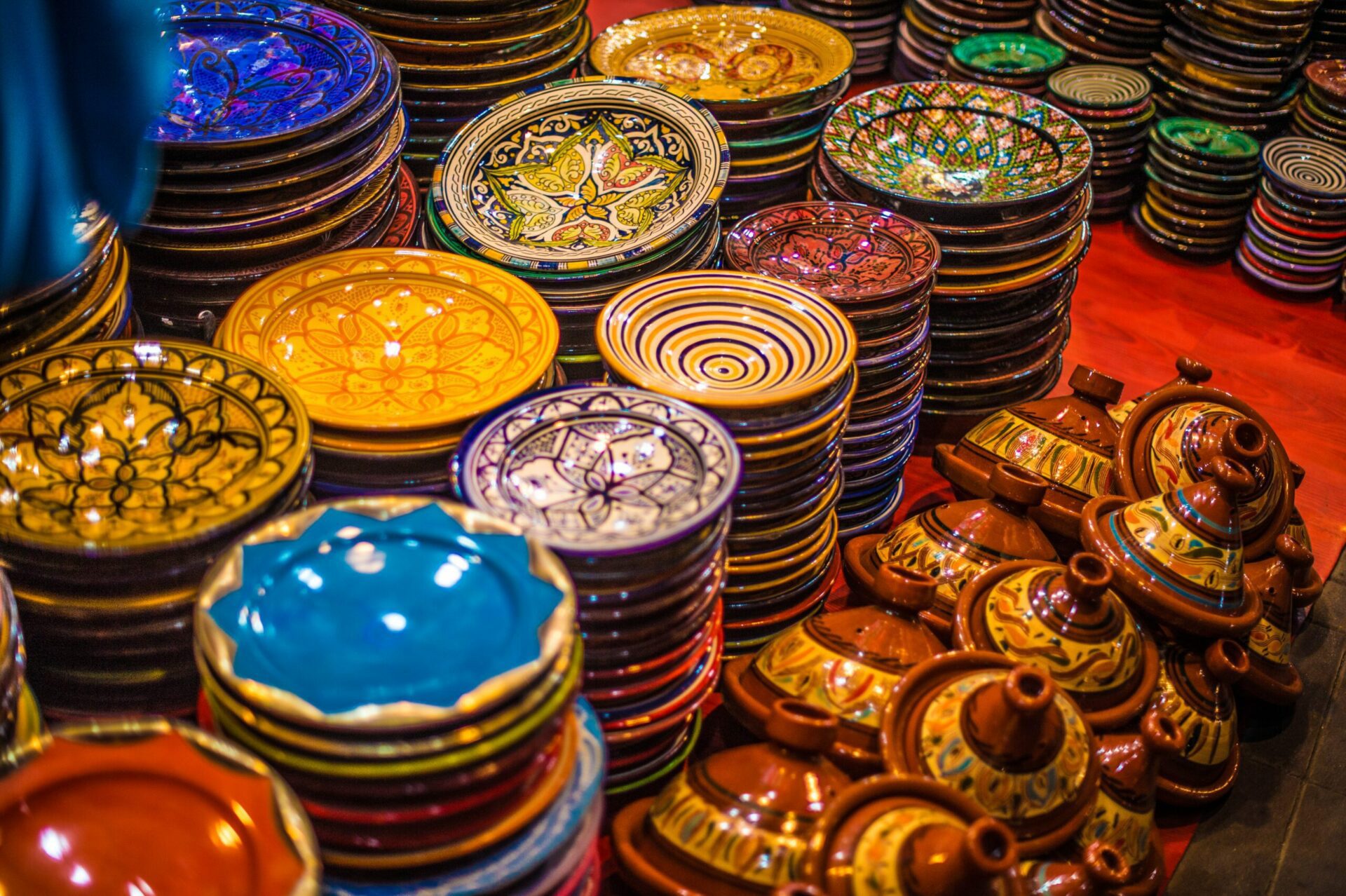 Souk with goods in Marrakech