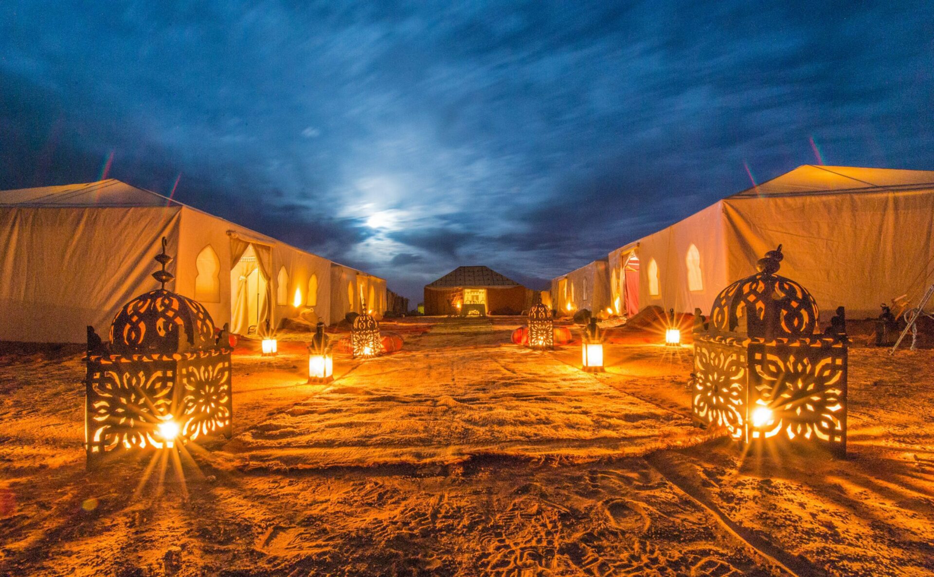 Gold Sand Camp alit at night