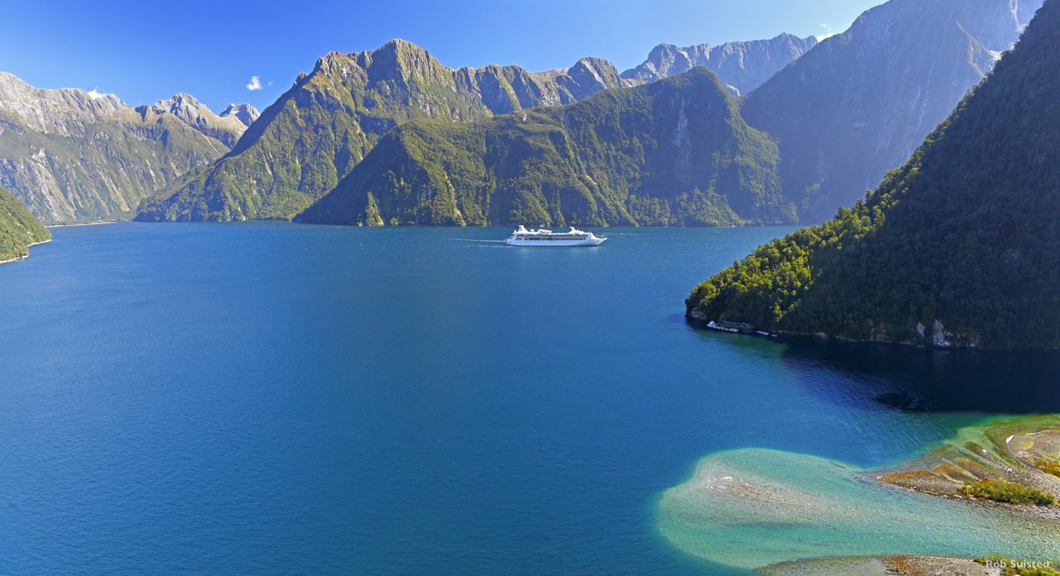 A cruise boat in the Milford Sound