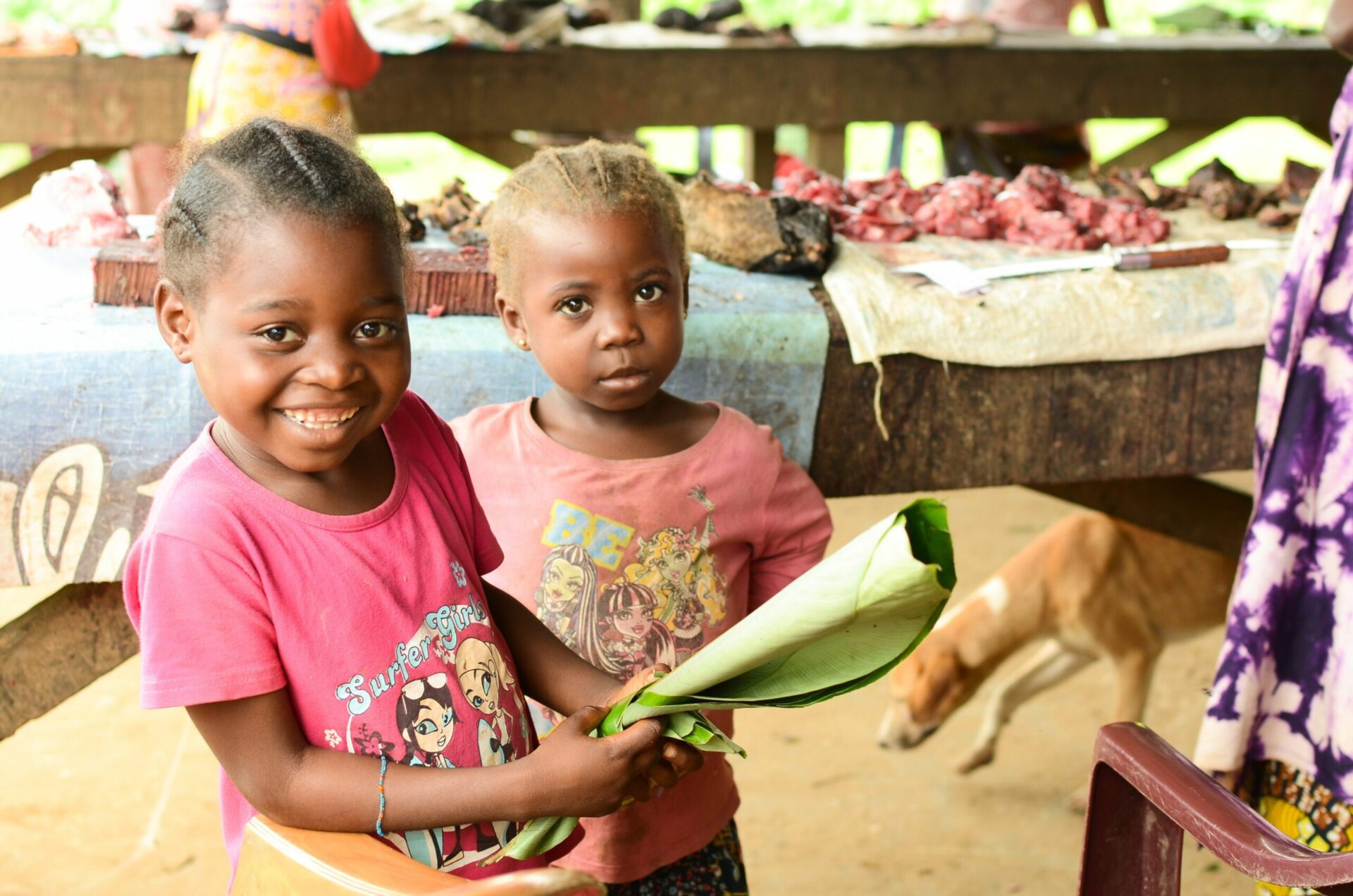 Children in Brazzaville market