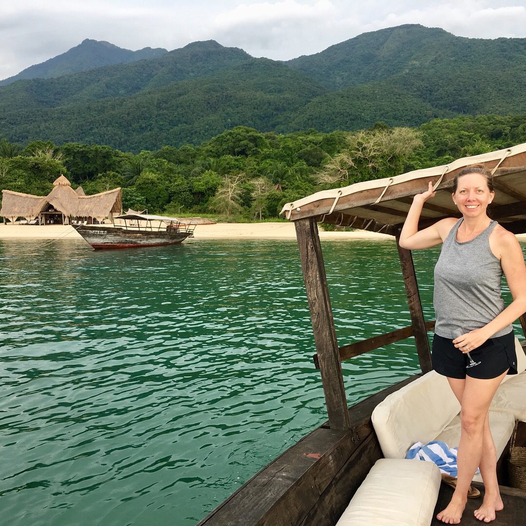 Jamie from the EJ Africa team soaks up the views of crystal clear Lake Tanganyika in Tanzania.