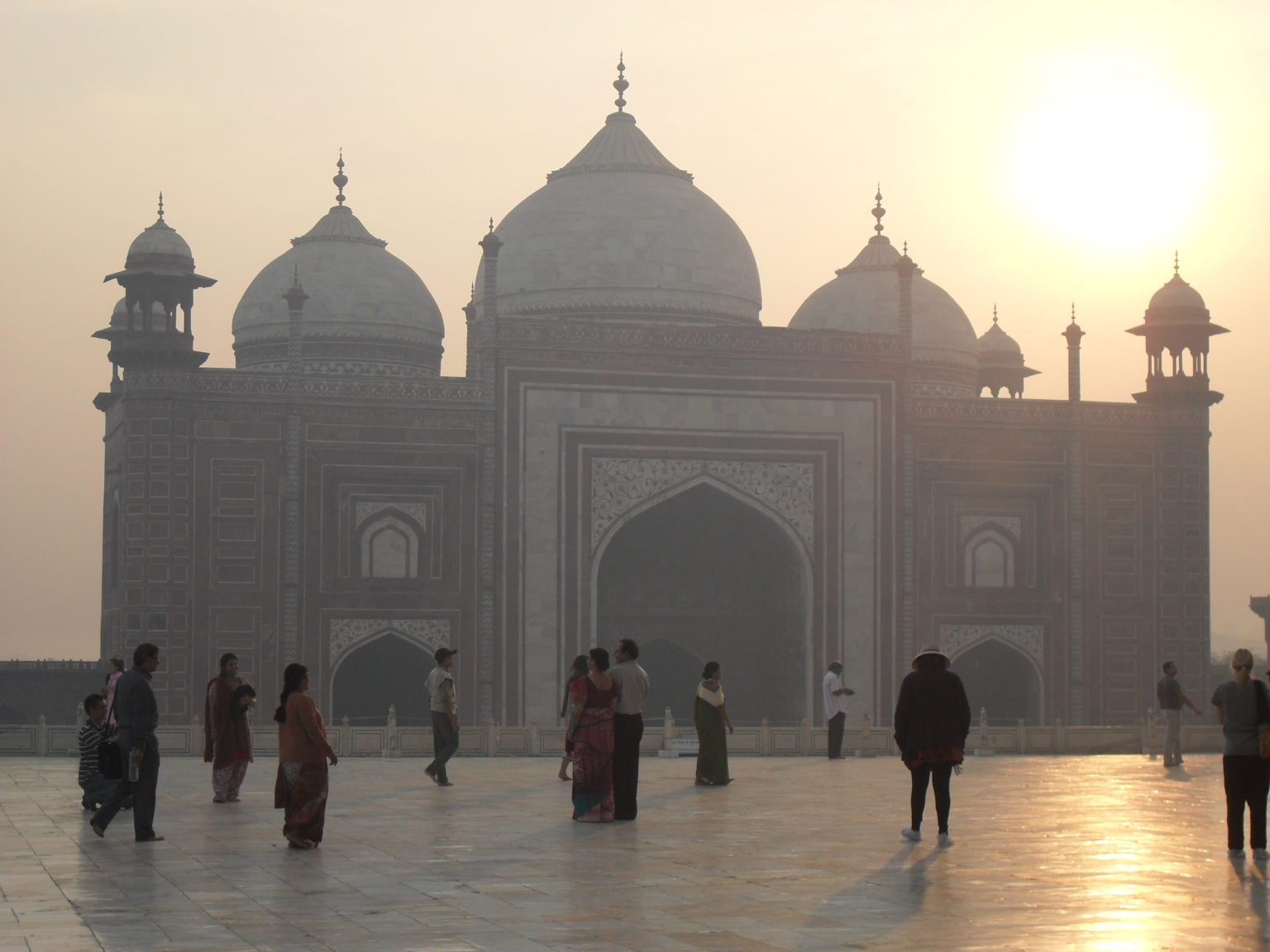 entry to the Taj Mahal as dawn breaks