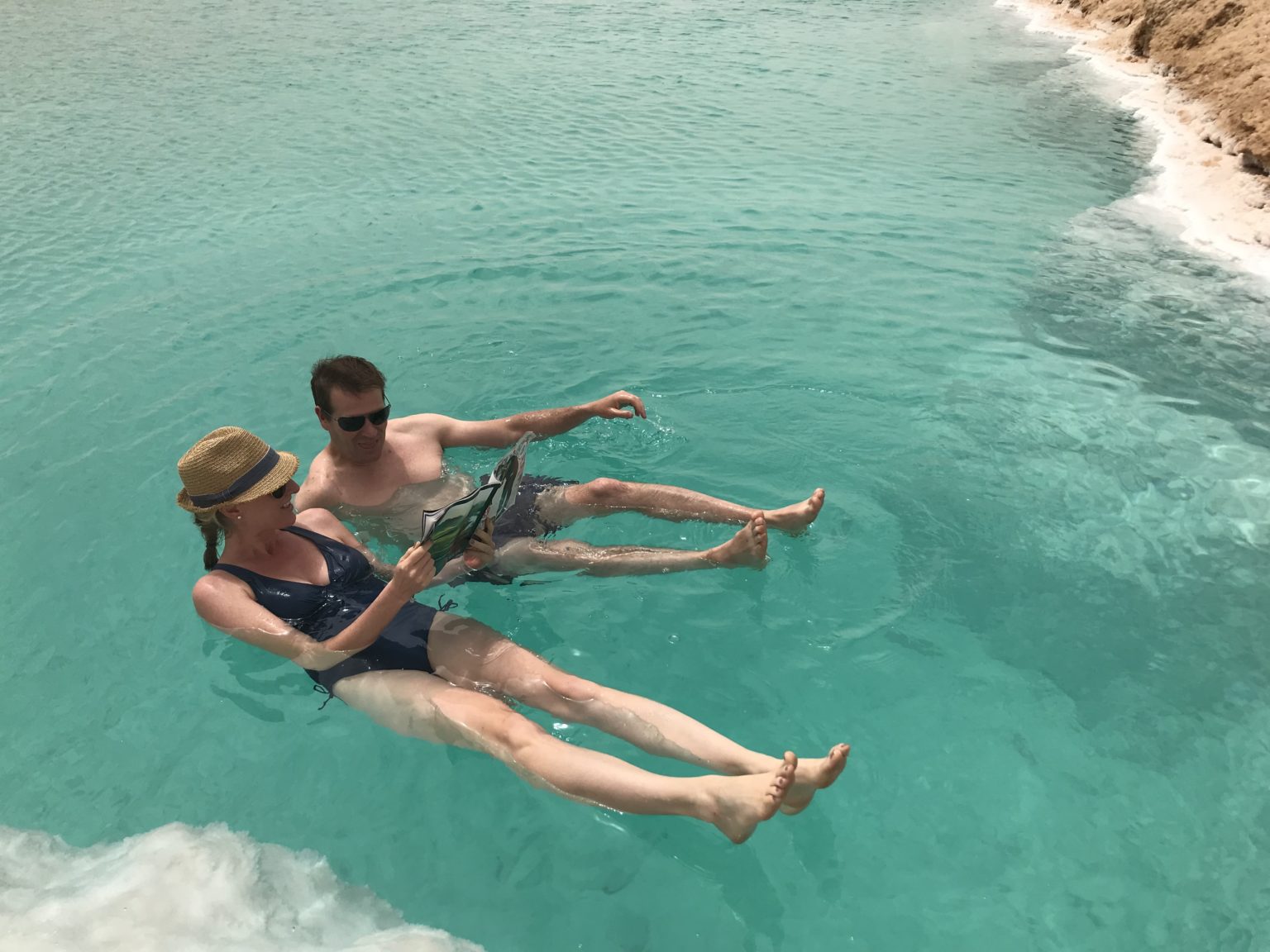 Jenny and Jay floating in Siwa waters