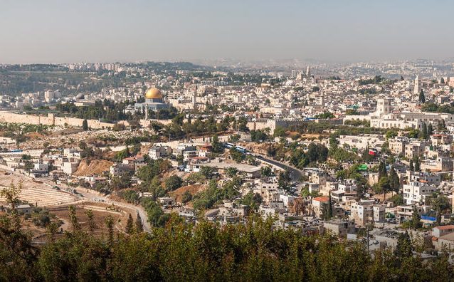 aerial view over the city of Jerusalem seen on Israel safari