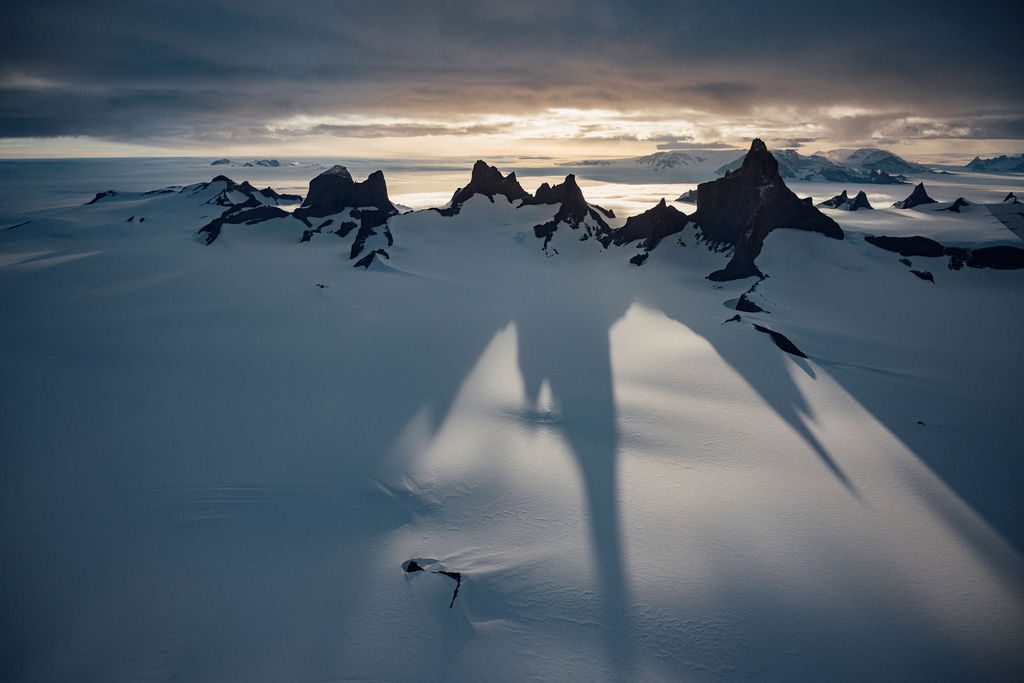 sunrise over the mountains in Antarctica