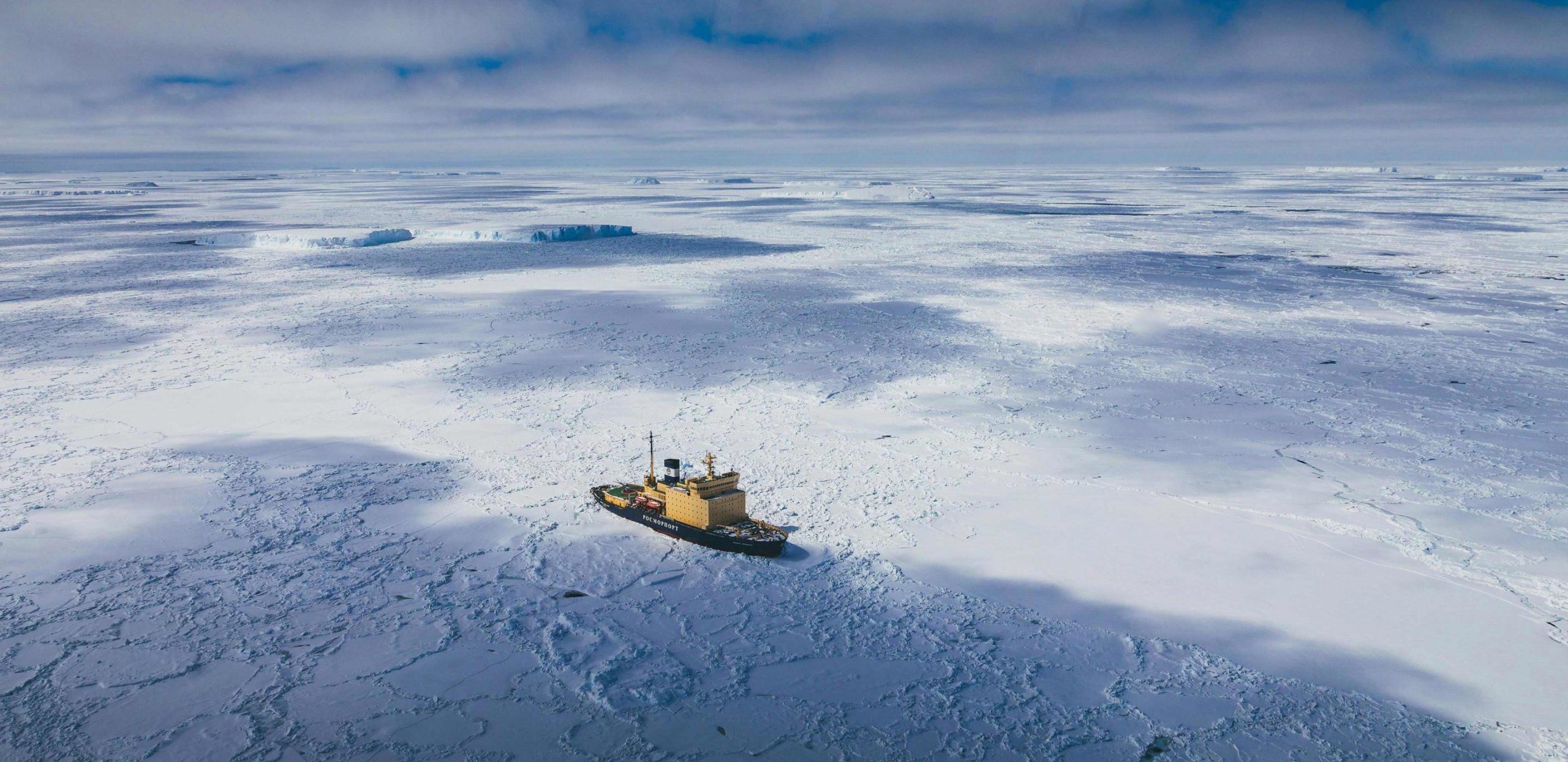 mighty Kapitan Khlebnikov cut through the icy waters heading to Snow Hill Island in Antarctica