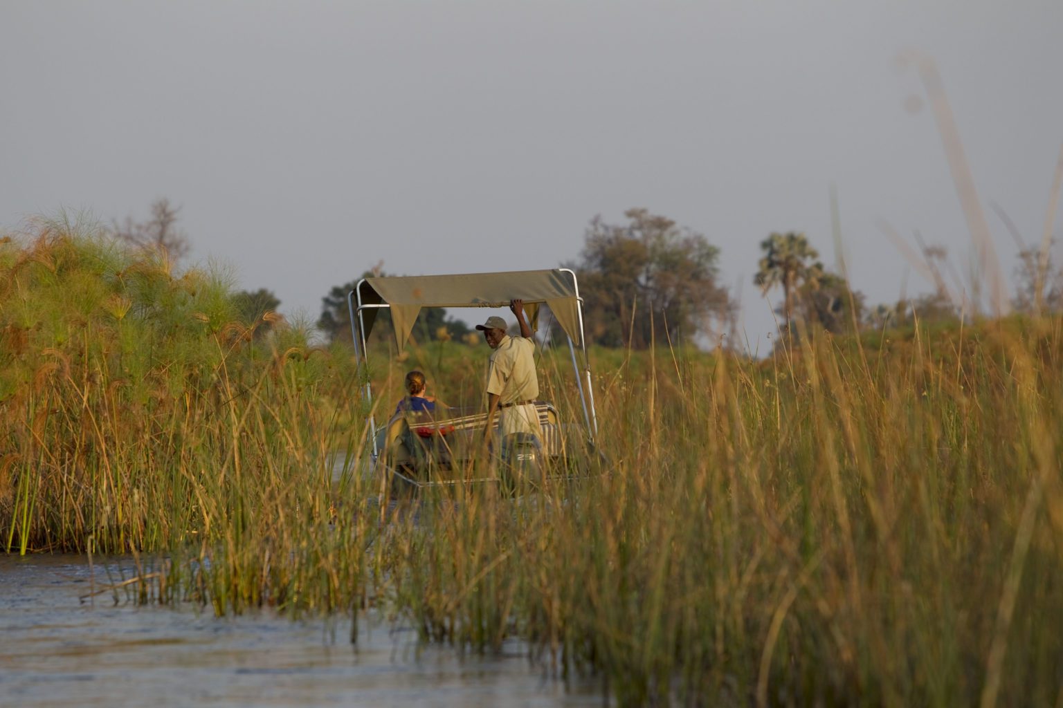 water safari in the okavanga delta seen on our Botswana safari
