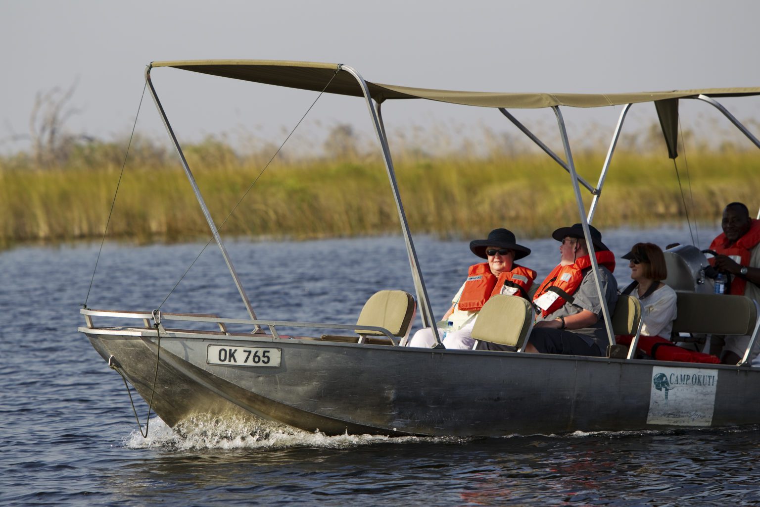shinde camp water safari motorized boat with two guests