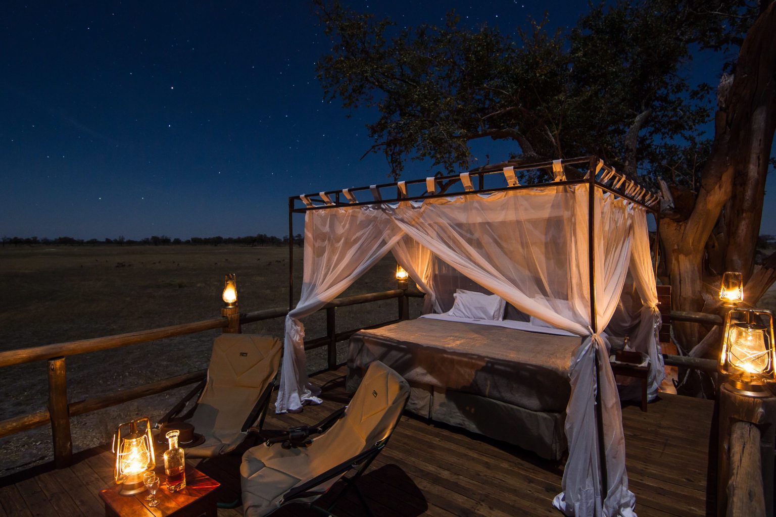 Kanana Camp fly camping on the star deck seen on our Botswana safari