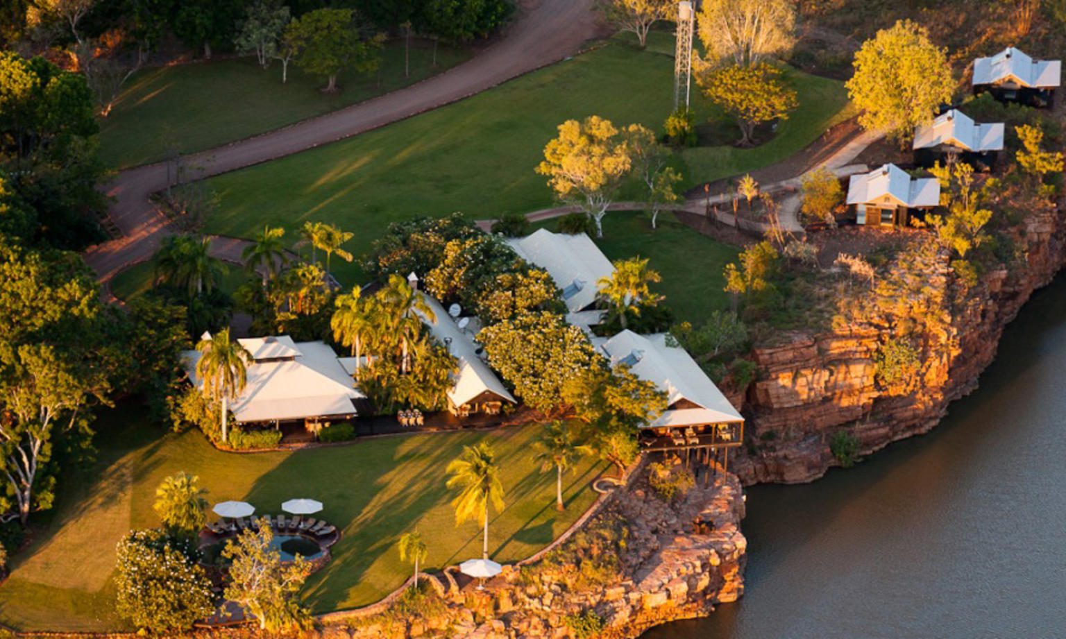 on a northern Australia holiday get an aerial view of El Questro Homestead landscape and property
