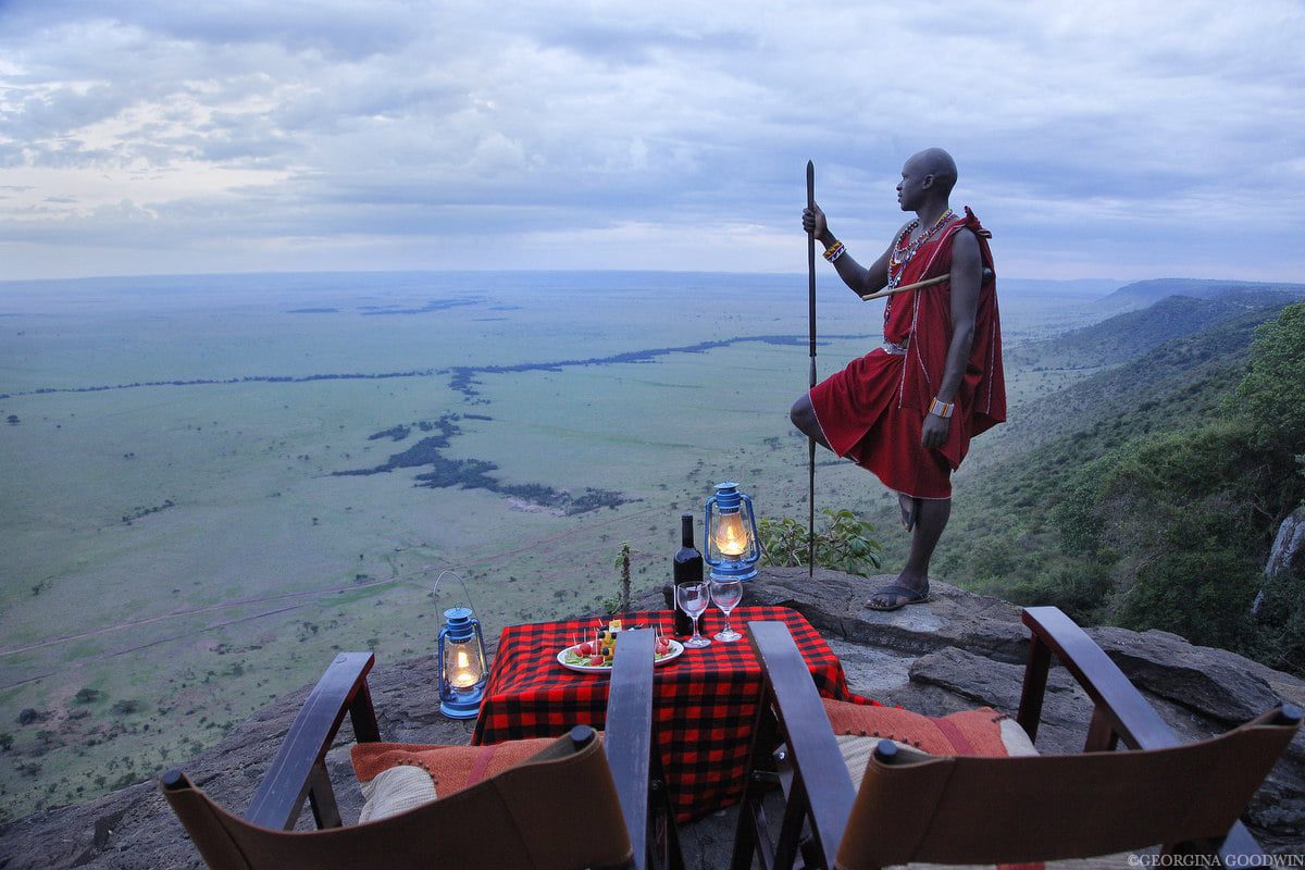 Masai Man with plains in distance