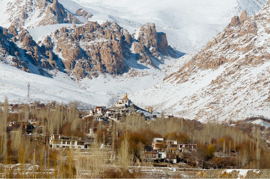 Likir Monastery with the himalayas in the background