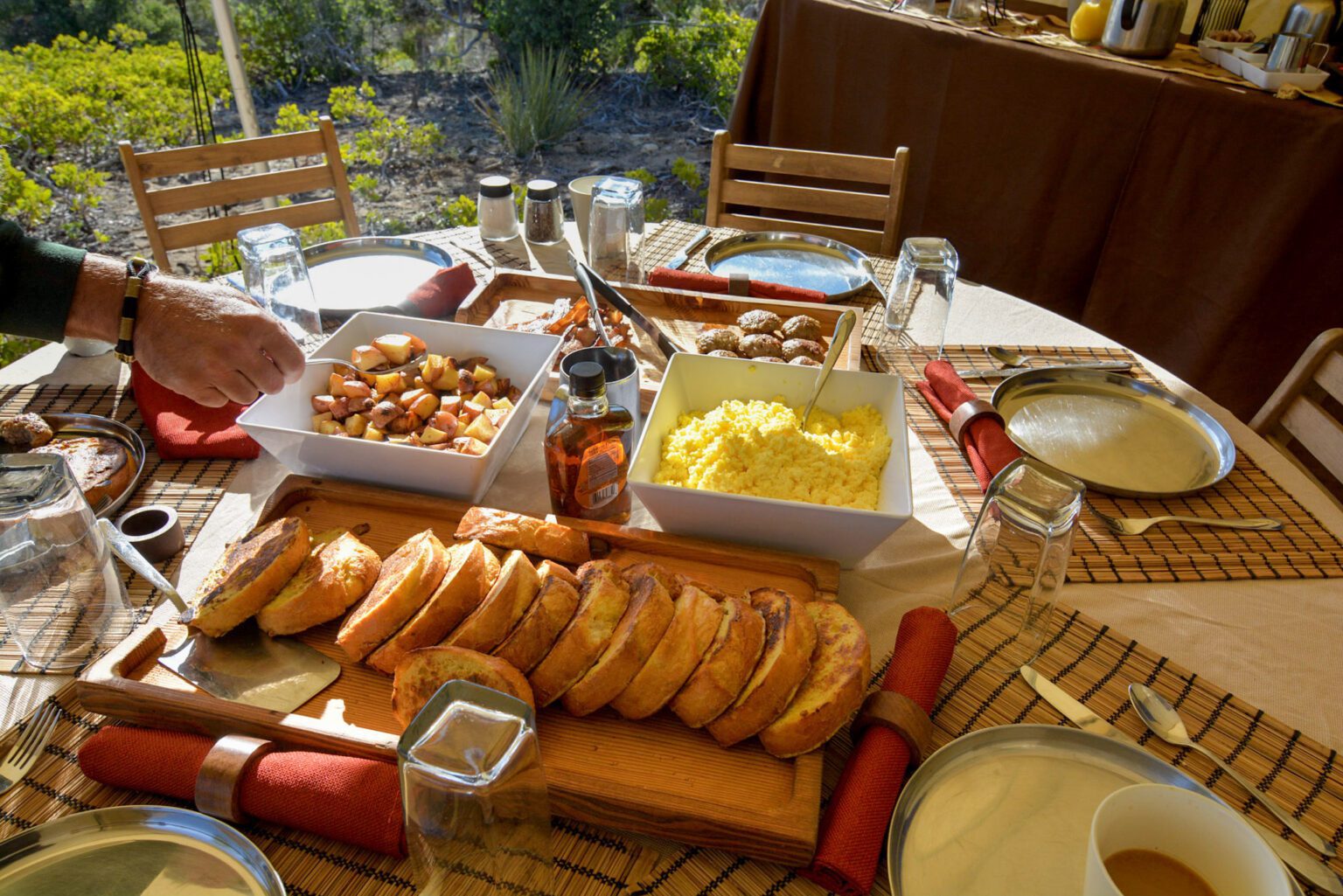 table filled with freshly made breakfast food