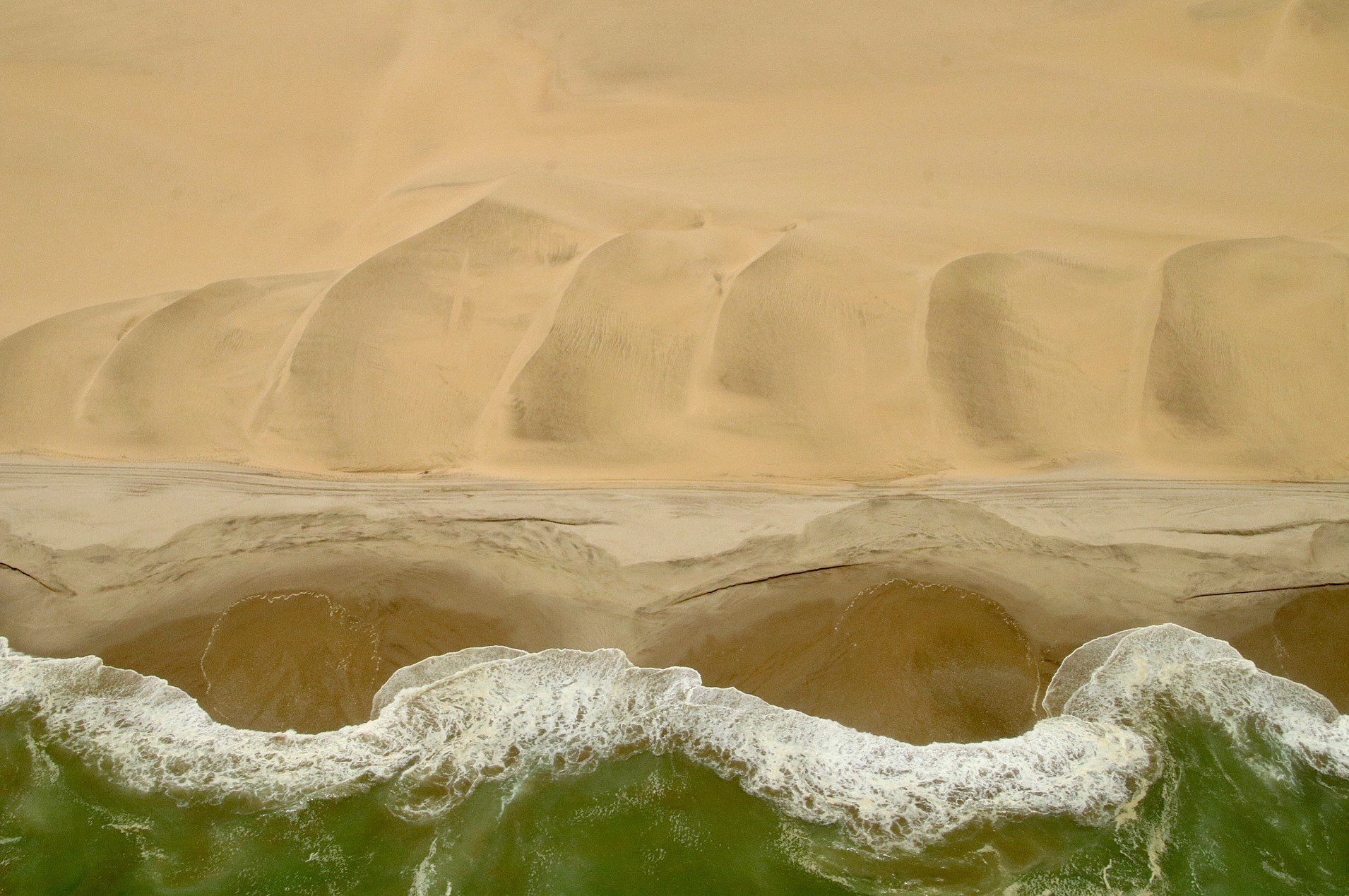 Sandy shore of the Namibian coast line