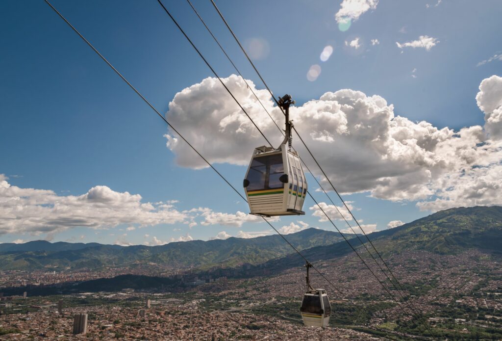 aerial view of the gondola that give you unobstructed views of Medellín.