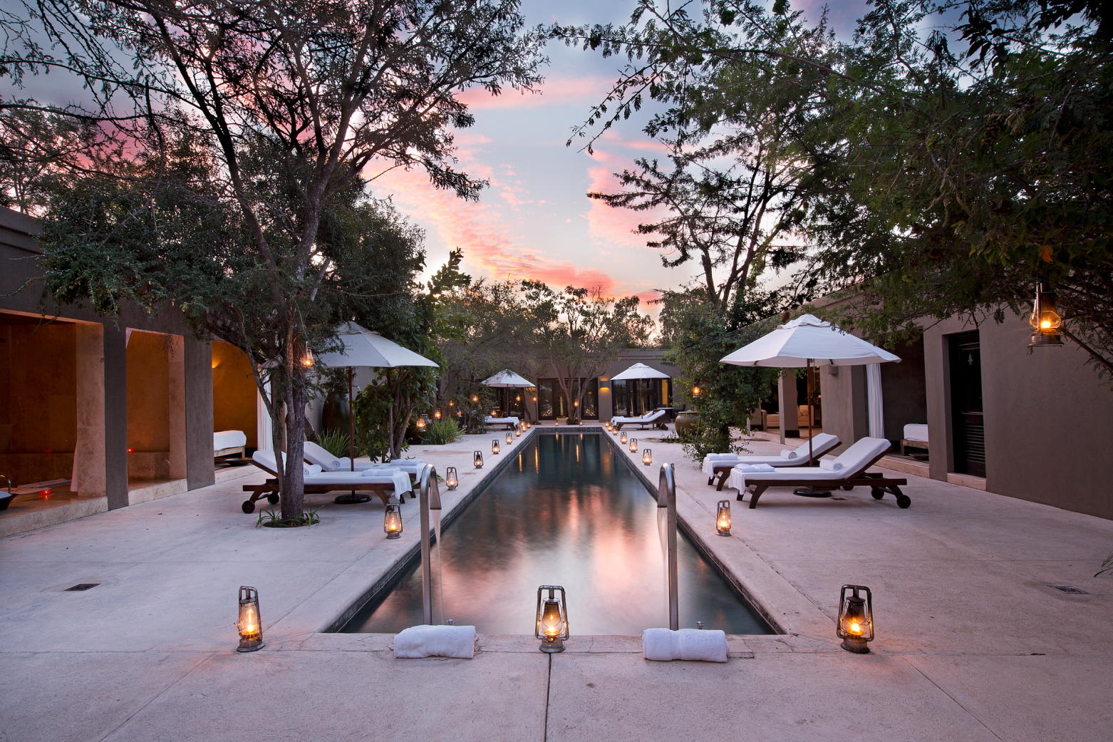 Malewane Lodge Sunsets at the spa pool