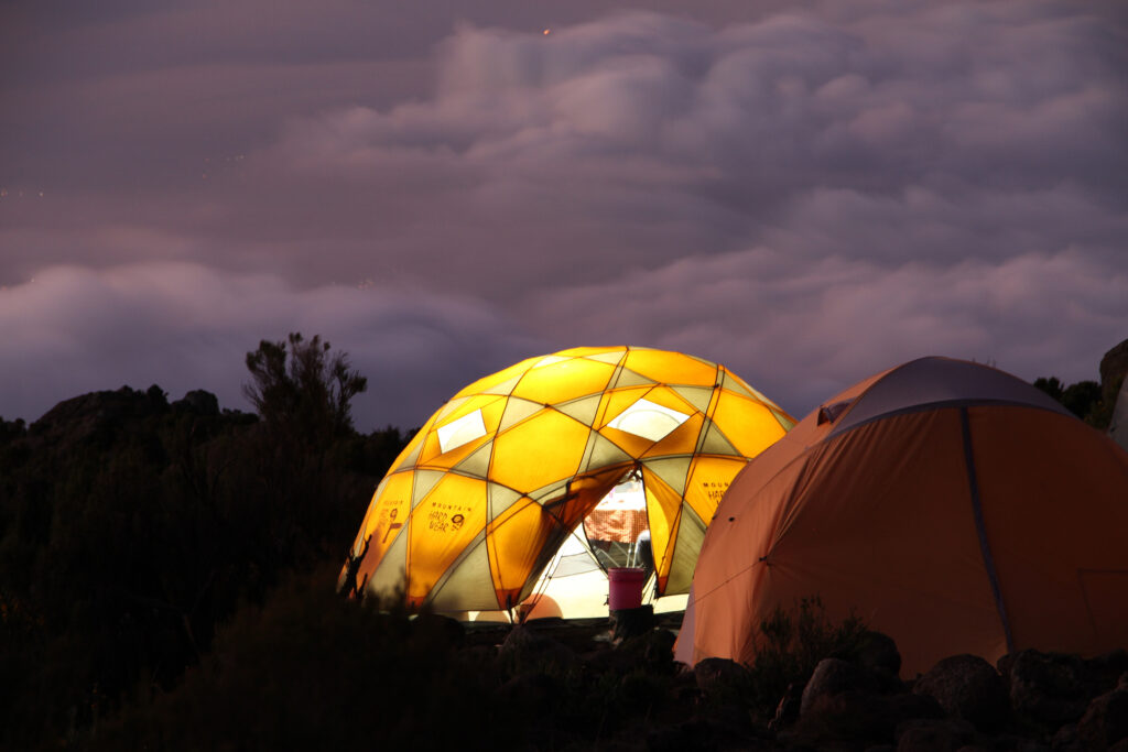 Camping out along the trek up Mount Kilimanjaro is one of the most thrilling experiences in Tanzania. 