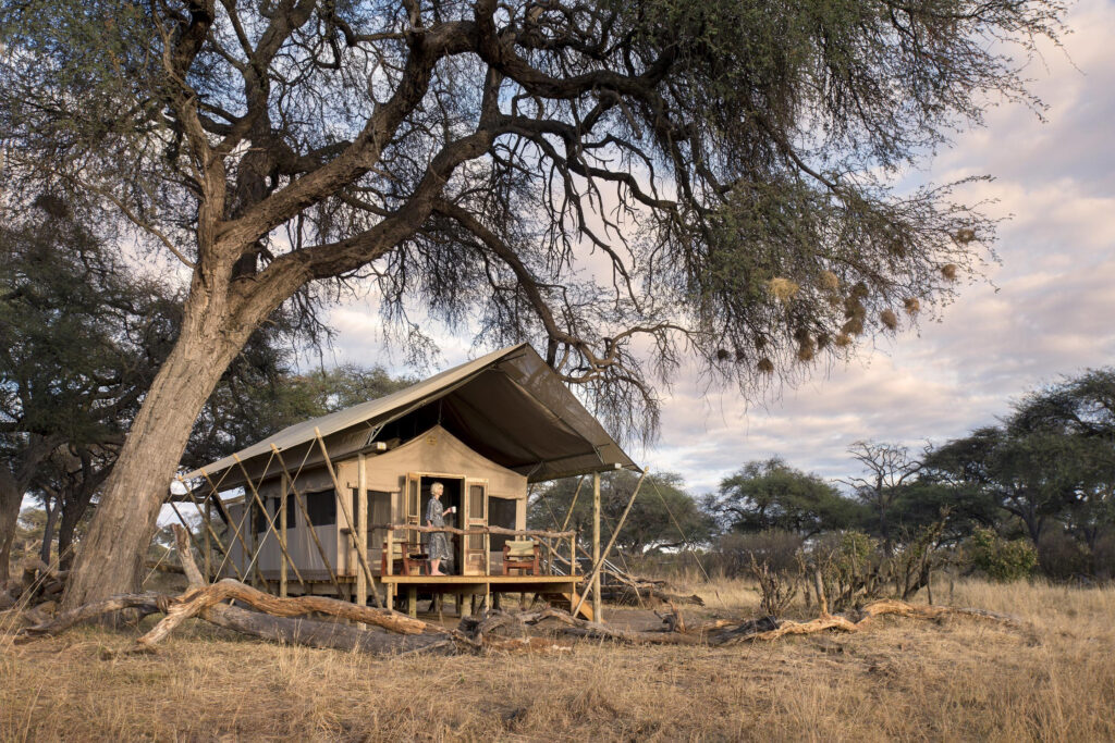 The intimate Somalisa Expeditions camp counts just six Meru-style tents.