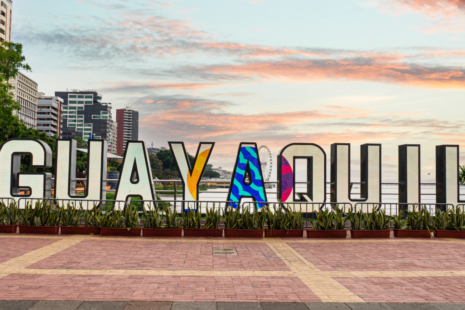 Large colorful Guayaquil city letters