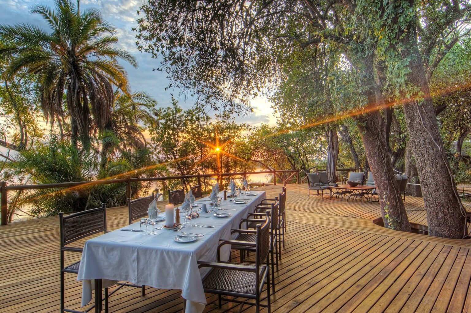 Outdoor dining at Xugana Island Lodge