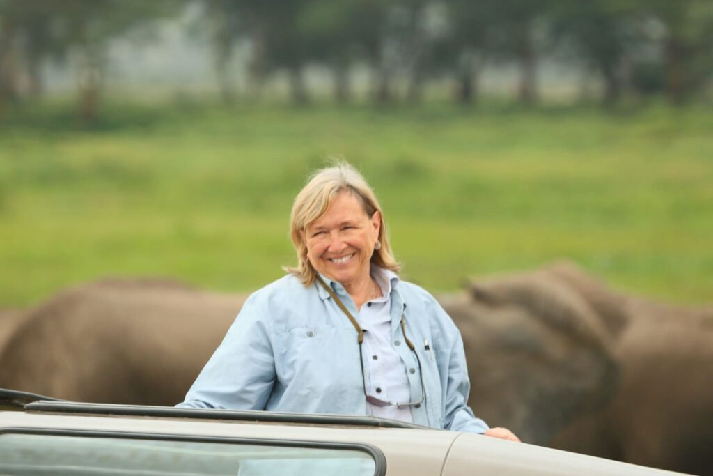 Cynthia Moss with elephants in Kenya