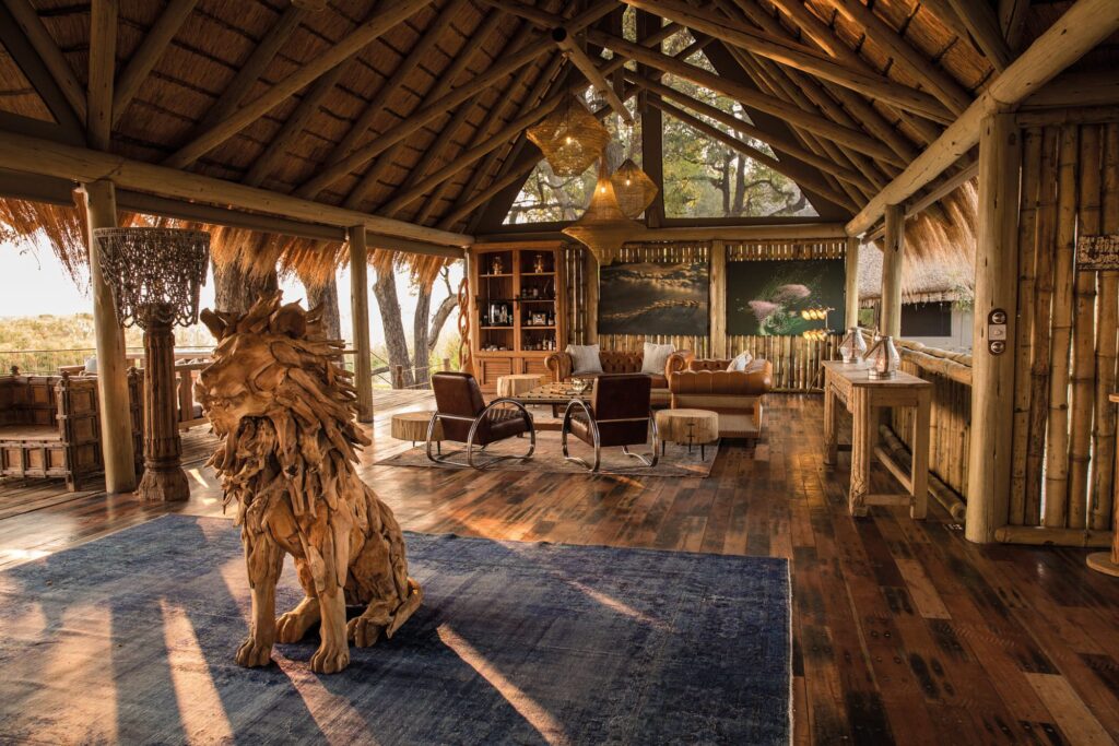 Rustic luxury lodge in the Okavango Delta, Botswana