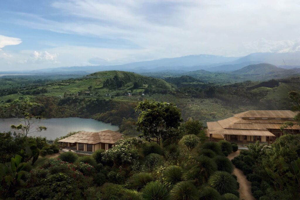 View of lakes and mountains in Uganda.