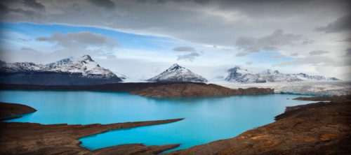 turquoise water and mountains near Estancia Cristina